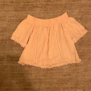 Blush pink off the shoulder top